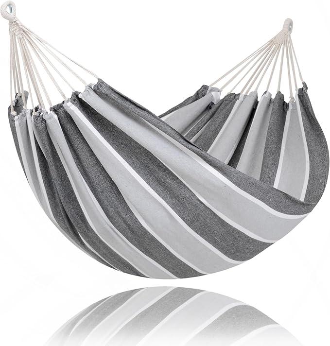 SUNCREAT Hammocks Outdoor Camping Double Hammock, Portable Camping Hammock, Light Gray & Dark Gray