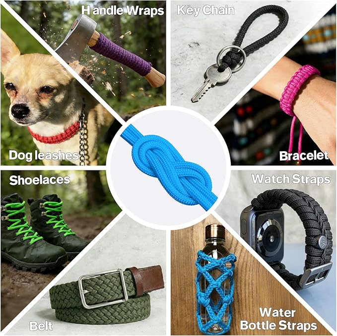 Paracord Rope 750 - Parachute para Cord 4mm 11 Strand Spool Rope Utility Nylon String for Outdoor Camping Survival Utility Tent Crafting DIY Projects - Blue 500ft