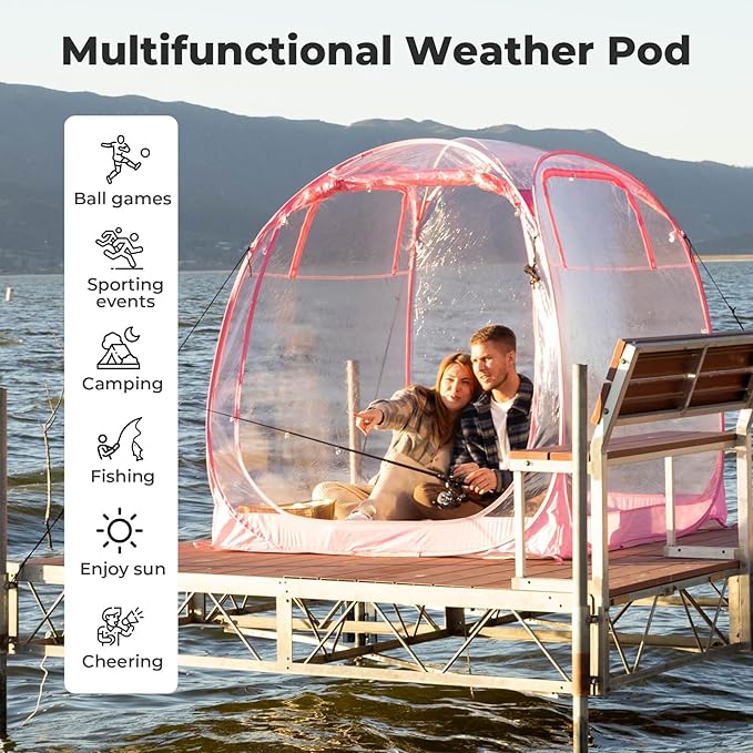 All Weather Proof Pod Sports Tent,Outdoor Weather Tent Sports Pod Pop Up Shelter with Sealed Floor,2-4 Person Clear Tent for Sport Event,Camping,Fishing 8 Sizes & Multicolor