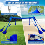 Beach Tent Sun Shelter 10x10ft Beach Canopy Easy Pop Up Sun Shade Portable UPF50+ with 8 Sandbags-2 Sand Shovel-4 Aluminum Poles-Ground Pegs for Outdoor Family Camping Fishing Backyard Picnic