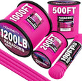 1200 Paracord Rope - 4.4mm 14 Strand Nylon Parachute Spool para Cord Lanyard for Outdoor Camping Survival Utility Tent Crafting DIY Projects Fishing Clothsline Bracelet - Neonpink 1000FT