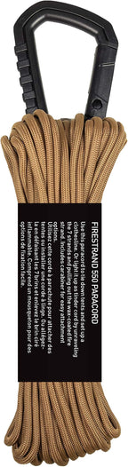 GEAR AID Fire Strand 550 Paracord, 7 Strand Tinder Cord for Camping and Survival, Coyote, 50 ft