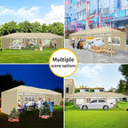 COBIZI 10x30 Pop Up Canopy Tent with 5 Sidewalls, Waterproof Party Tent for Wedding Backyard Events, Commercial Outdoor Shelter with Sandbags, Khaki