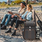 Picnic Backpack for 4, Picnic Basket Set, Leakproof Picnic Bag, Beach Cooler Backpack with Insulated Cooler Wine Pouch,Picnic Blanket, Double Deck Picnic Backpack for Beach,Camping,Park (Brown)
