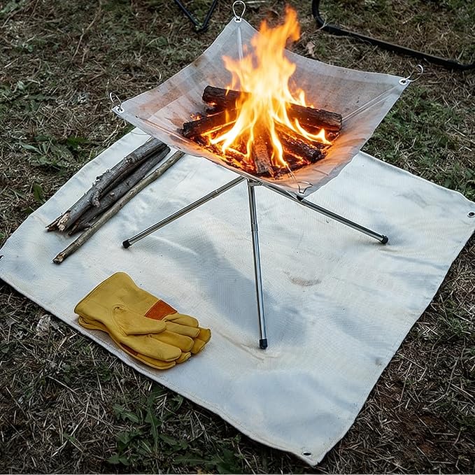 Fire Pit Mat & Tent Stove Mat, 40"x40" 940°F Fireproof Mat for Under Fire Pit Wood Stove, Fits for Solo Stove, Fire Pit Accessories for Outdoor Camping, Fire Blanket for Deck Tent Floor Protection