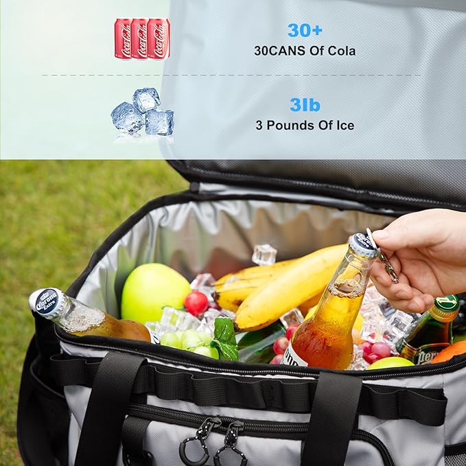 Soft Travel Coolers Bags Insulated Cooling 16hour for Camping Hiking Beach Travel Soft Sided Insulated Cooler Bag 20/48Cans for Women Men