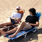 daystar SunnyFeel Beach Lounge Chair, Reclining Beach Chairs, 180-degree & Lay Flat, Portable Folding Camping Chairs with Padded Comfy Pillow for Camp/Lawn/Outdoor/Travel/Picnic, Beach Camping Cot