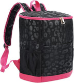 Leopard Camping Cooler Backpack Ice Chest Lunch Backpack 24 Cans Insulated Leak Proof Soft Beach Cooler Bag for Men Women Camping Hiking Picnic Travel Summer