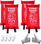 Emergency Fire Blanket for Home and Kitchen - 40"x40" Fire Retardant Blankets for Emergencies, Fireproof Survival Blanket for Kitchen, Fireplace, Grill, BBQ, Camping, Car, Office - 4 Pack