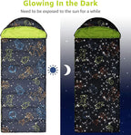 AceCamp Kids Sleeping Bag, Glow-in-The-Dark Sleeping Bag for Kids and Youth, Portable Water-Resistant Kids Sleeping Bag, Temp Rating 30F/ -1℃, for Camping, Hiking, Slumber Party