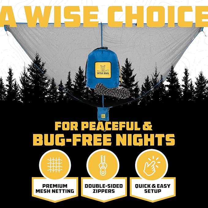 Wise Owl Outfitters Hammock Bug Net – Mosquito Net for Hammock, Lightweight Bug Netting for Camping, Hiking, Backpacking, Forest & Outdoor Use