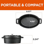COMMERCIAL CHEF Mini Casserole Dish with Lid, 0.63 Qt. Cast Iron Casserole Dish for Baking, Cast Iron Cookware Mini Dutch Oven Ramekin with Handles & Stainless Steel Knob
