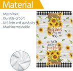 Sunflower Kitchen Towels, You are My Sunshine Dish Towels Set of 2, Farmhouse Sunflower Kitchen Decor, Summer Floral Buffalo Plaid Yellow Hand Towels for Housewarming (18x26 Inches)