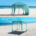 Qipi Beach Cabana - Easy to Set Up Canopy, Waterproof, Portable 6' x 6' Beach Shelter, Included Side Wall, Shade with UPF 50+ UV Protection, Ultimate Sun Umbrella - for Kids, Family & Friends