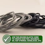 Mandala Crafts 5/16 Inch 8mm Black Elastic Bungee Cords - 22 Yards Heavy-Duty Stretchy Shock Cord Rope for Kayak String, Tent Pole Cording Replacement, Outdoor, and DIY Projects