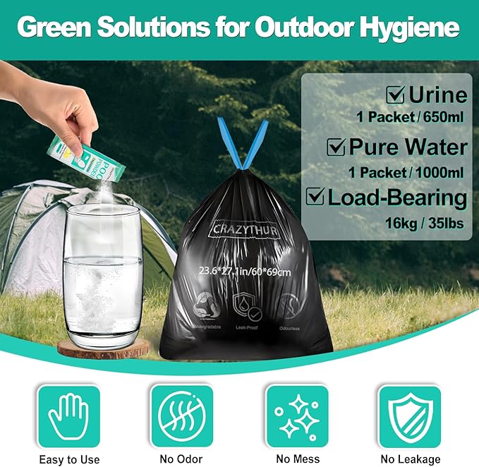Portable Toilet Gel, Poo Powder for Portable Toilet, Camping Toilet Gel, Pee Powder, Portable Toilet Powder for Outdoor Camping and Hiking Toilet Gel Powder