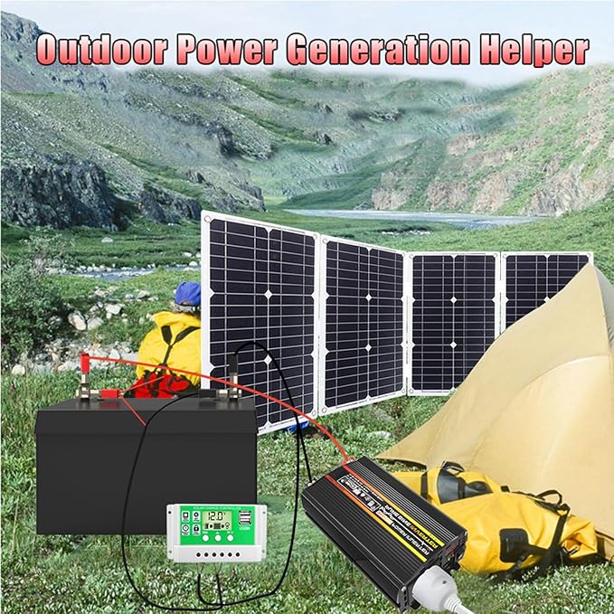 Complete 10000W Solar Panel Kit with Pure Sine Wave Inverter & 50A Charge Controller for Marine, RV(100W)