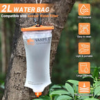 Upgrade Water Bag 2L Compatible with Sawyer Squeeze Water Filter, Durable TPU Material, BPA & PVC Free Squeeze Pouch, Collapsible Hydration Canteens for Camping Hiking Cycling (1 Pc)