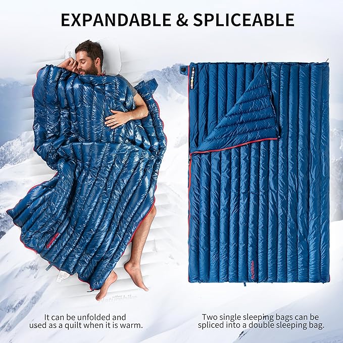 Naturehike Ultralight Backpacking RDS Down Sleeping Bag for Adults, 650 Fill Power Sleeping Bag for 42/52℉, 20oz Compact Lightweight Sleeping Bags for Hiking Camping 3 Seasons