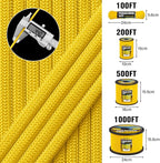 1200 Paracord Rope - 4.4mm 14 Strand Nylon Parachute Spool para Cord Lanyard for Outdoor Camping Survival Utility Tent Crafting DIY Projects Fishing Clothsline Bracelet - Yellow100FT