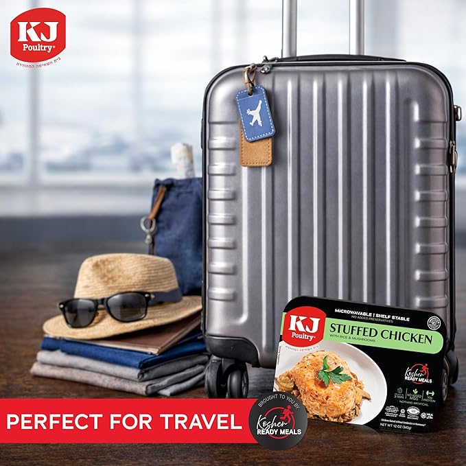 KJ Poultry Kosher Ready Meals - Stuffed Chicken Breast Rice, MRE Meat Meals Ready to Eat, Gluten Free, Halal, (3 Pack) Prepared Entree Fully Cooked, Shelf Stable Microwave Dinner, Travel Military