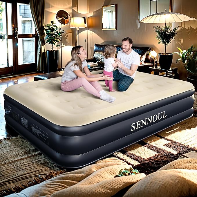 Air Mattress Queen with Built in Pump, Inflatable Mattress Blow Up Mattress 18 Raised Comfort,Upgraded Surface Portable Bed, Air Bed for Home, Guest, Camping, Colchone Inflable, 650 lbs
