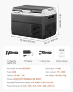 VEVOR 12 Volt Car Refrigerator, 26.4QT/25L Car Fridge, Portable Electric Cooler with -4℉~68℉ Adjustable Temperature, 12/24V DC and 100-240V AC Compressor Freezer for Outdoor, Camping, Travel, RV