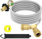 12FT Propane Hose with Propane Splitter 2 Way POL Tank Connector, Propane Y Splitter Adapter with Shut Off Valve, 2-Way LP Gas Adapter Tee Connector for 100lb Propane Tank,Heater,Camping Stove,Burner