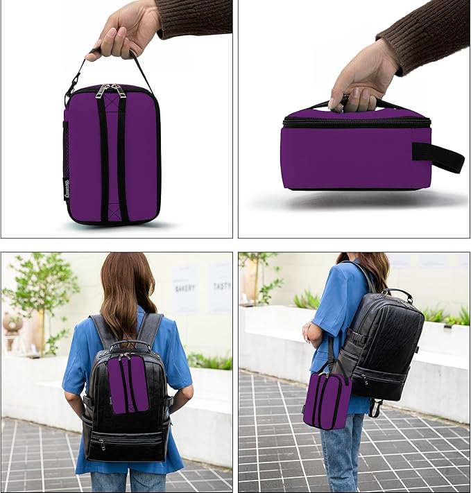 BEIMILY Lunch Box for Men Women Adults,Mini Insulated Lunch Bag for Office Work Picnic,Reusable Portable Lunchbox,Soft Cooler Tote Bag,6 can cooler bag,Mini,Dark Purple