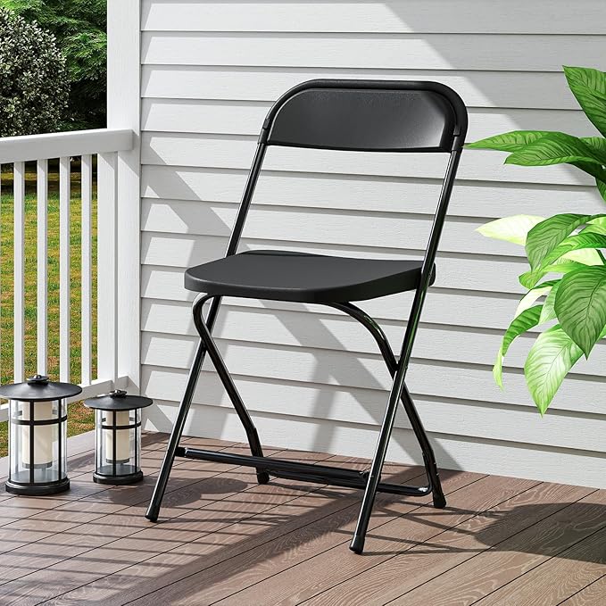 DUMOS Folding Chairs Sets of 20, 330lbs Capacity Plastic Stackable Home Office Chair, Portable Fold Up for Indoor Outdoor, Patio, Camping, Garden, Party (Black)