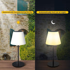 Solar Table Lamp Outdoor Solar Lamp Waterproof with Light Sensor,Outdoor Lamps for Patio,Dimmable Warm White and RGB LED Solar Lamp Cordless,Portable Night Light for Garden、Terrace、Camping.