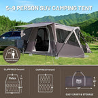 TIMBER RIDGE 5-9 Person SUV Tent with Screen Porch and Awning for Family Camping, Weather Resistant and Portable Van or Car Tent, Includes Rainfly and Storage Bag, 13' W X 10' L X 7.1' H