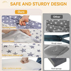 Toddler Travel Bed,Foldable & Portable Baby Cot,Three-in-one Design Little Sofa,Play Mat,Floor Bed for Kids,Oxford Fabric with Star Print,Lightweight&Easy Carry 60"x30"x7.9" (Sleeping Lounging Play)