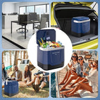 35 QT (33 L) Electric Cooler & Warmer, Portable Car Refrigerator With Automatic Locking Handle, 12V Car Cooler for Vehicle & Trucks, 110V AC Home Power Cord, Plug In Coolers,Blue