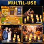 Floating Paper Lanterns,20 Set Decoration Wooden DIY with Remote led tealights for Birthday,Pool Party (20 Lanterns with Remote LED Candles)