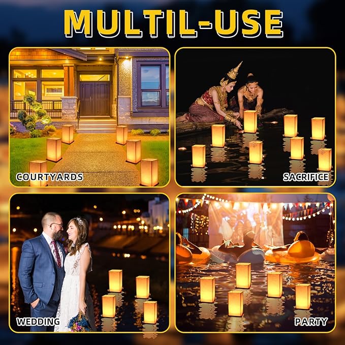 10Pack Wooden Floating Paper Lanterns with LED Candle Lights,DIY Letters Tangled Lanterns Decorative Outdoor Candle Lantern for Wedding,Pool,Birthday Party,Whishing