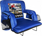 BRAWNTIDE Stadium Seat for Bleachers with Back Support - Wide Padded Reclining Bleacher Seat, Portable Folding Stadium Chair with Armrests, Hooks, Straps, Cup Holders & Pockets for Games & Concerts