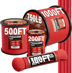 Paracord Rope 750 - Parachute para Cord 4mm 11 Strand Spool Rope Utility Nylon String for Outdoor Camping Survival Utility Tent Crafting DIY Projects - Red 200ft