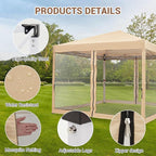CABIHOME Quick Setup Pop Up Canopy Tent 10x10ft – Waterproof Outdoor Gazebo Shelter with Mesh Sidewalls & Mosquito Netting, Portable Folding Tent for Camping, Patio, Backyard, Events