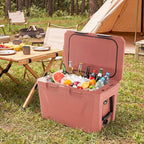 COSTWAY Insulated Portable Cooler, Hard Shell Ice Chest w/ 2 Cup Holders, Bottle Opener, Drain Plug, 3-Day Ice Retention, Outdoor Leak-Proof Dry Box for Beach, Camping, Fishing, Picnic