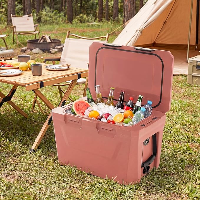 COSTWAY Insulated Portable Cooler, Hard Shell Ice Chest w/ 2 Cup Holders, Bottle Opener, Drain Plug, 3-Day Ice Retention, Outdoor Leak-Proof Dry Box for Beach, Camping, Fishing, Picnic