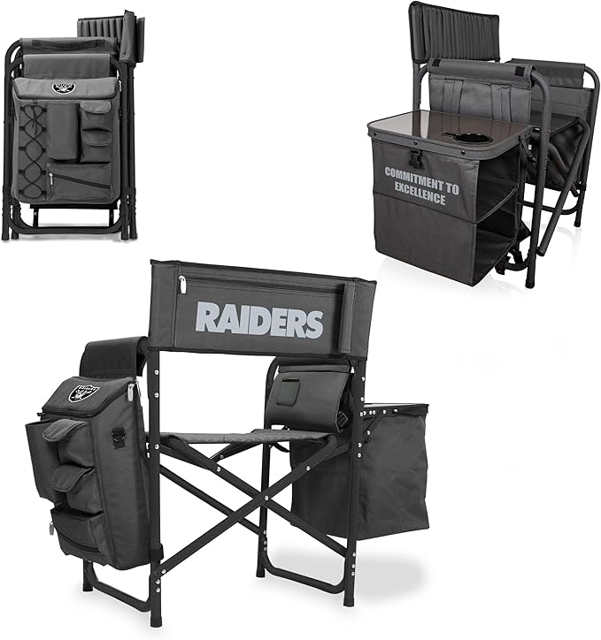 Picnic TIME NFL Unisex-Adult NFL Fusion Camping Chair with Side Table and Soft Cooler, Beach Chair for Adults, Lawn Chair