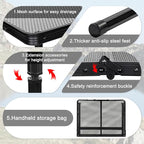 Folding Grill Table Camping Table with Mesh Desktop, Lightweight 3 FT Metal Table for Outside, Height Adjustable Portable Grill Tables for Camping, Picnic, Beach and BBQ, RV