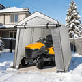 7 x 10 FT Carport, Portable Shed w/220G Heavy Duty Waterproof PE Tarp, Roll-up Zipper Door & Vent, Weather-Resistant Storage Shed for Motorcycle, Bike and Tools, Gray