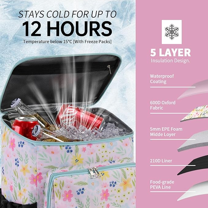 DYSHAYEN Cooler Backpack,Lightweight Backpack Cooler Insulated Leak Proof,30 Cans Soft Cooler Bag for Beach,Camping,Beach,Picnic,Lunch