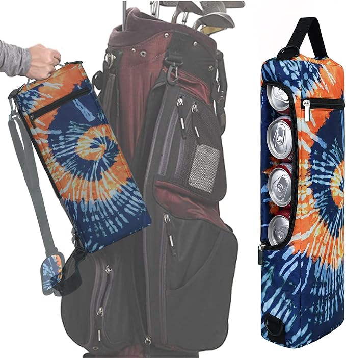 Golf Cooler Bag Plus Ice Pack Soft Sided Insulated Cooler Bag- Holds 6 Pack of Cans or 2 Wine Bottles - Grey Camo Golf Beer Sleeve Black Fits Discreetly in Golf Bags