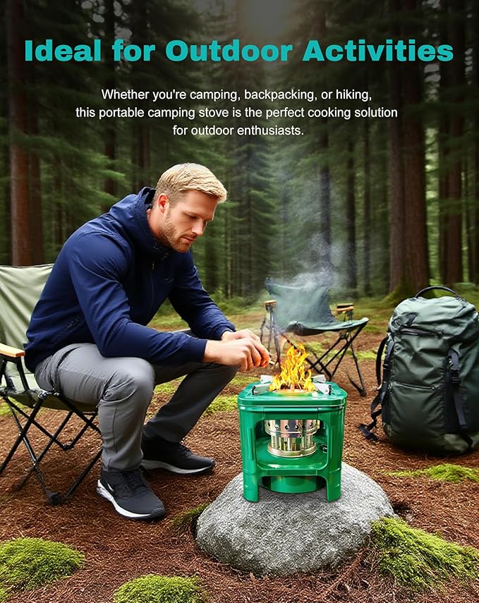 Camping Picnic Burner Furnace, Efficient Portable Camping Stove, Backpacking Oil Stoves Cooker Cookware, Handy Outdoor Portable Kerosene Stove (Square)