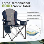 Oversized Camping Chair Heavy Duty- Portable Folding Chair, Cup Holder & Waterproof Phone Case for Adults, Beach, Hiking, Backyard (Blue & Gray, 2 PCS)