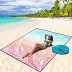 Beach Blanket Waterproof Sandproof Beach Mat 79" X 83"/10'x9'for 2-8 Adults Quick Drying Outdoor Picnic Mat Beach Accessories for Travel, Camping, Hiking