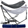 Tranquillo Combo x2 Hammocks with Stand for Outside & Tree Straps, Heavy Duty Hammock with Stand 600lbs for Indoor Outdoor Patio Backyard, x2 Hammocks for 2 Person (Combo - Grey, Medium)